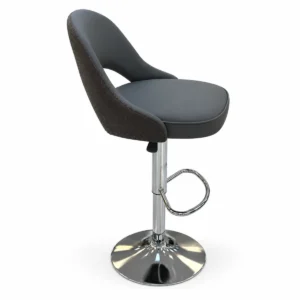 Curved Back Bar Chair – Dark Grey / Chrome — side view