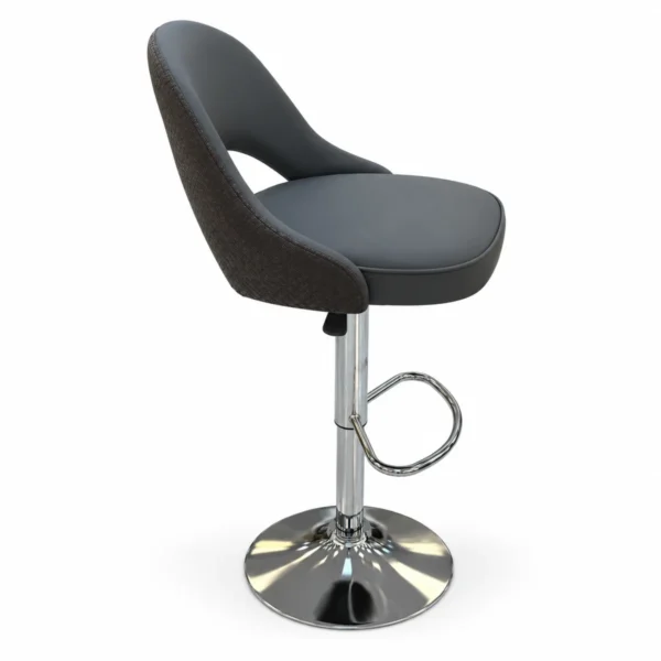 Curved Back Bar Chair – Dark Grey / Chrome — side view