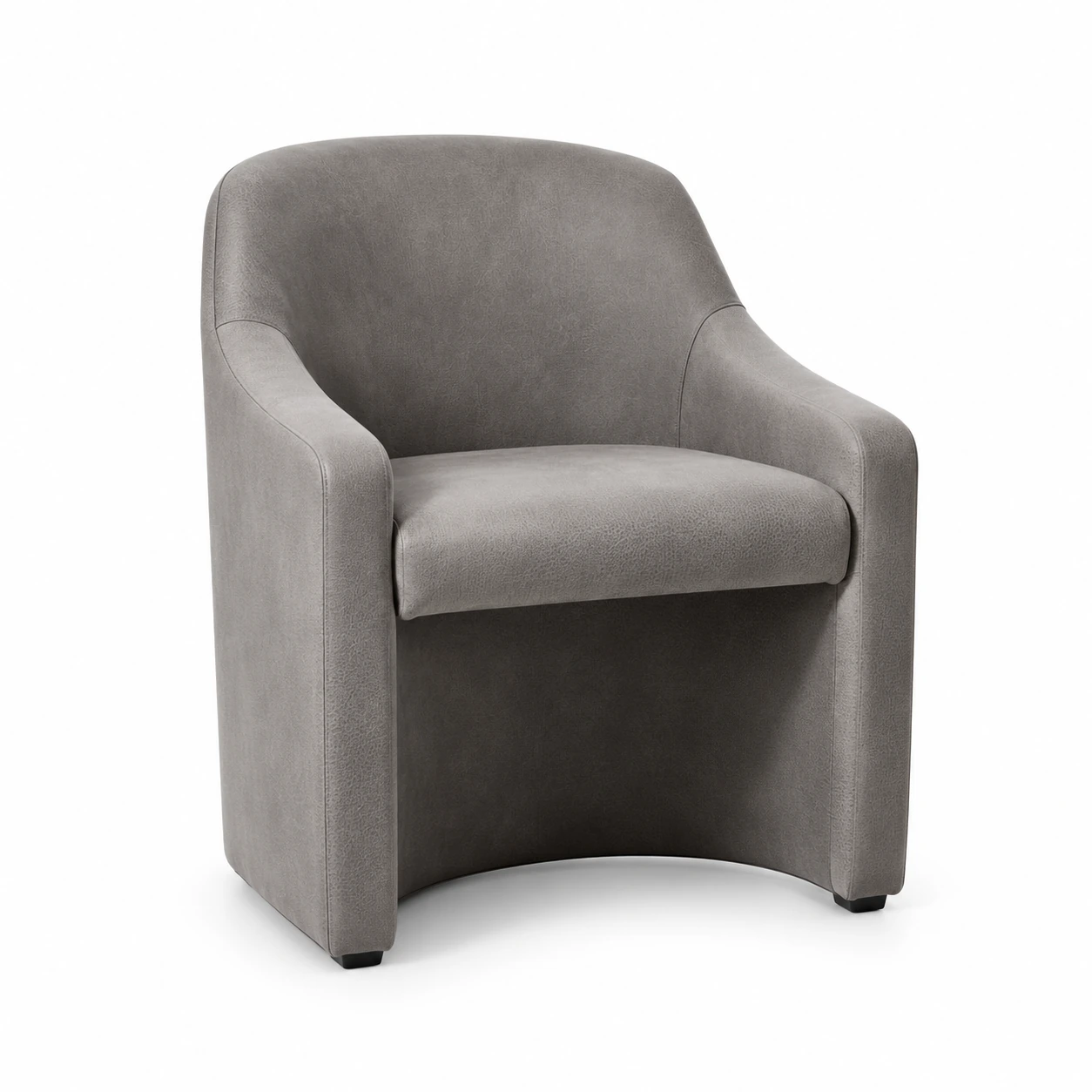 Curved Upholstered Accent Armchair — Grey — left three quarter