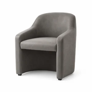 Curved Upholstered Accent Armchair — Grey — right three quarter