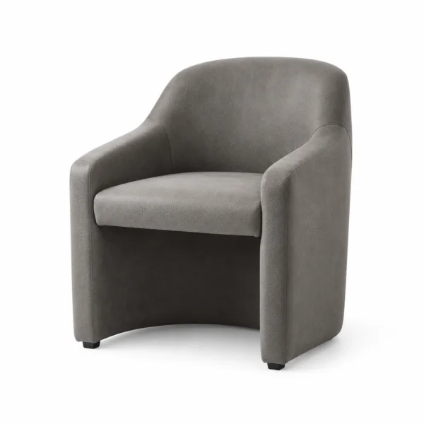 Curved Upholstered Accent Armchair — Grey — right three quarter