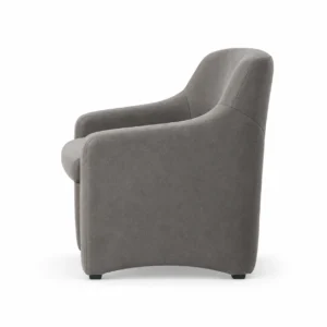 Curved Upholstered Accent Armchair — Grey — side