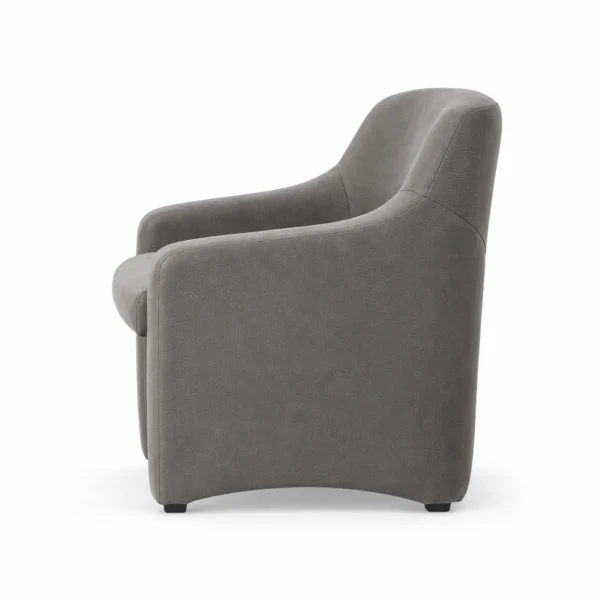 Curved Upholstered Accent Armchair — Grey — side