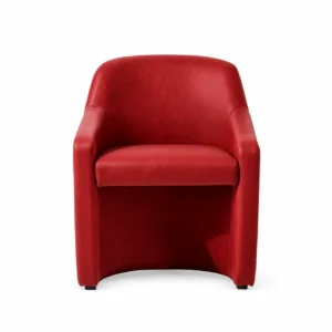 Curved Upholstered Accent Armchair — Red