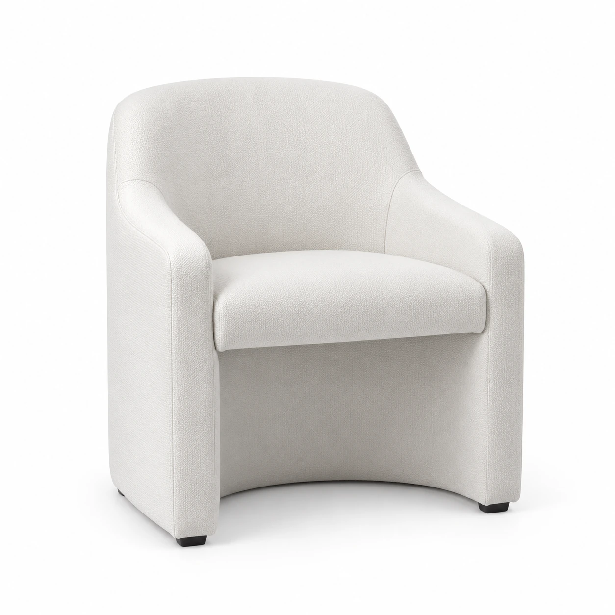 Curved Upholstered Accent Armchair — White — left three quarter