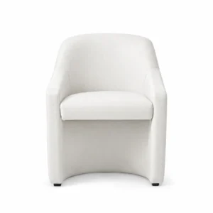Curved Upholstered Accent Armchair — White
