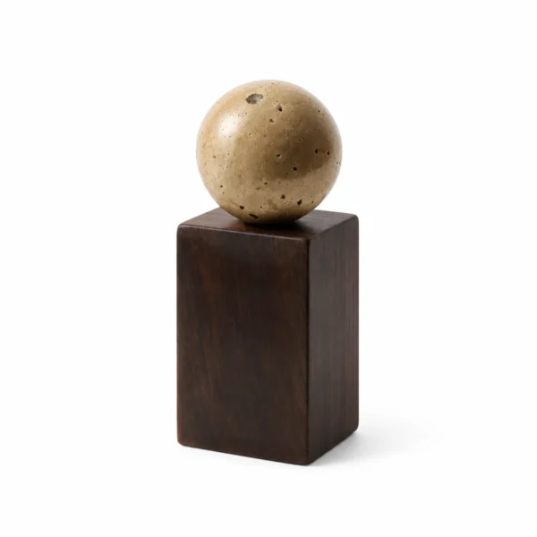 Decorative Sphere on a Rectangular Stand — right three quarter