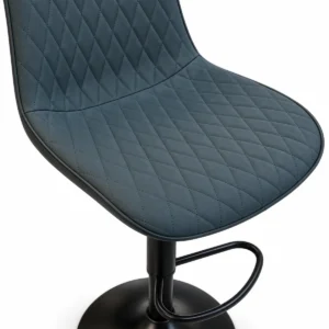 Diamond Stitched Bar Chair – Blue Grey / Black — seat detail