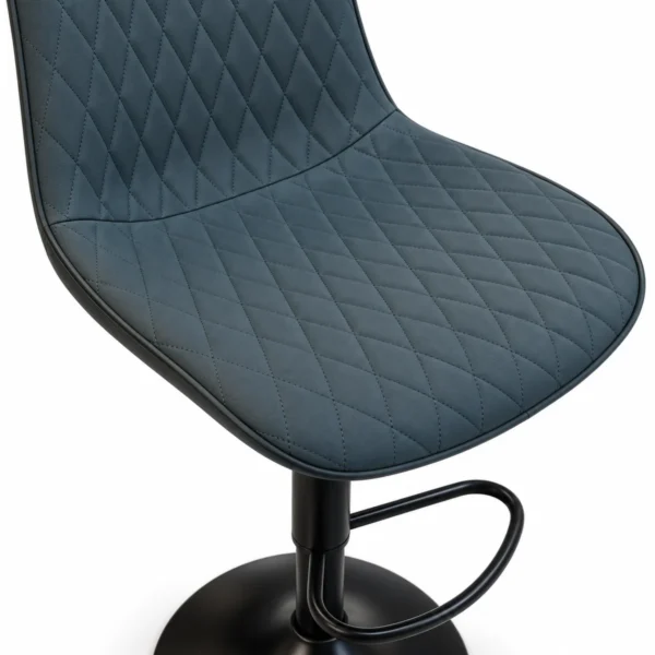 Diamond Stitched Bar Chair – Blue Grey / Black — seat detail