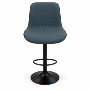 Diamond Stitched Bar Chair – Blue Grey / Black — front view