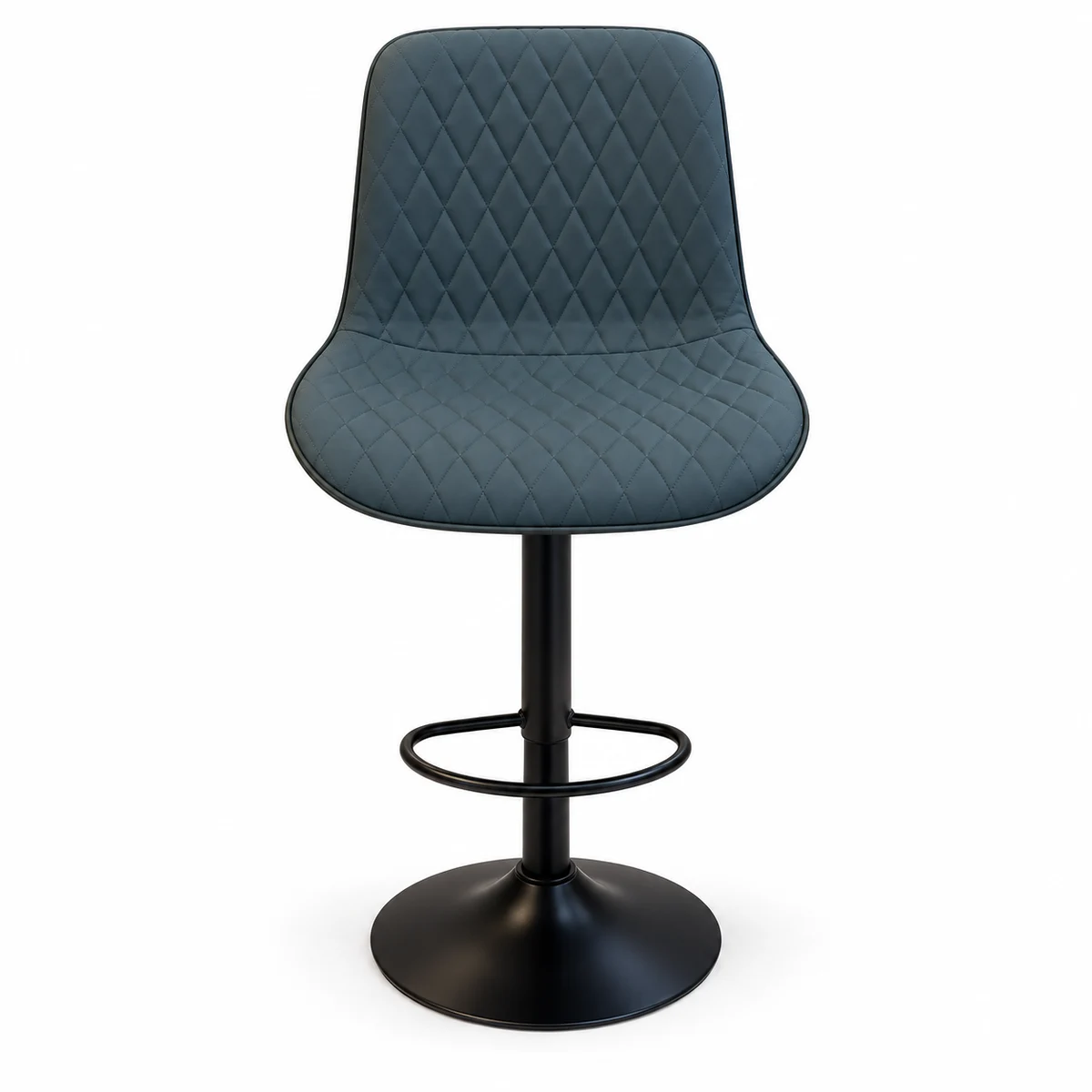 Diamond Stitched Bar Chair – Blue Grey / Black — front view