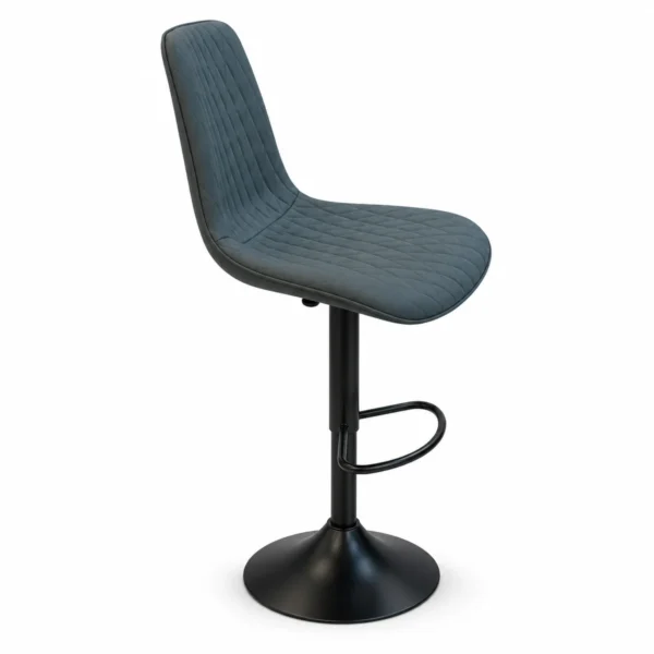 Diamond Stitched Bar Chair – Blue Grey / Black — side view