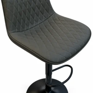 Diamond Stitched Bar Chair – Dark Grey / Black — seat detail
