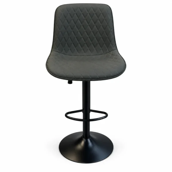 Diamond Stitched Bar Chair – Dark Grey / Black — front view