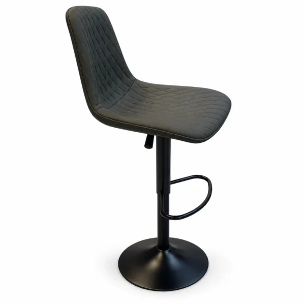 Diamond Stitched Bar Chair – Dark Grey / Black — side view