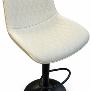 Diamond Stitched Bar Chair – Ivory / Black — seat detail