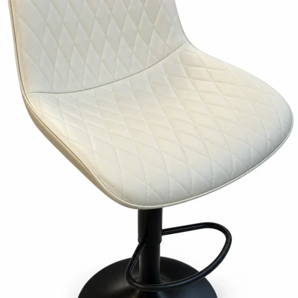 Diamond Stitched Bar Chair – Ivory / Black — seat detail