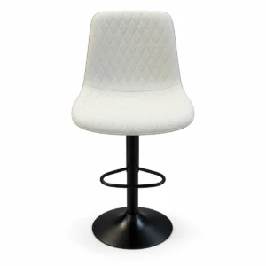 Diamond Stitched Bar Chair – Ivory / Black — front view