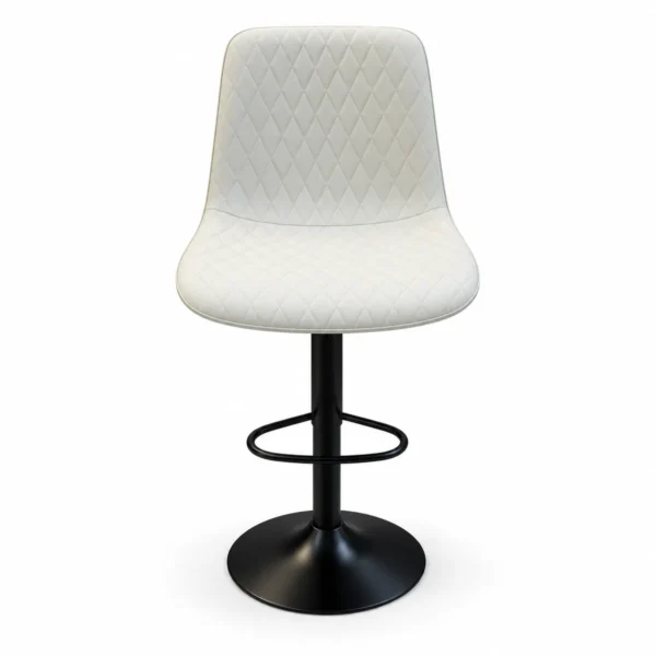 Diamond Stitched Bar Chair – Ivory / Black — front view