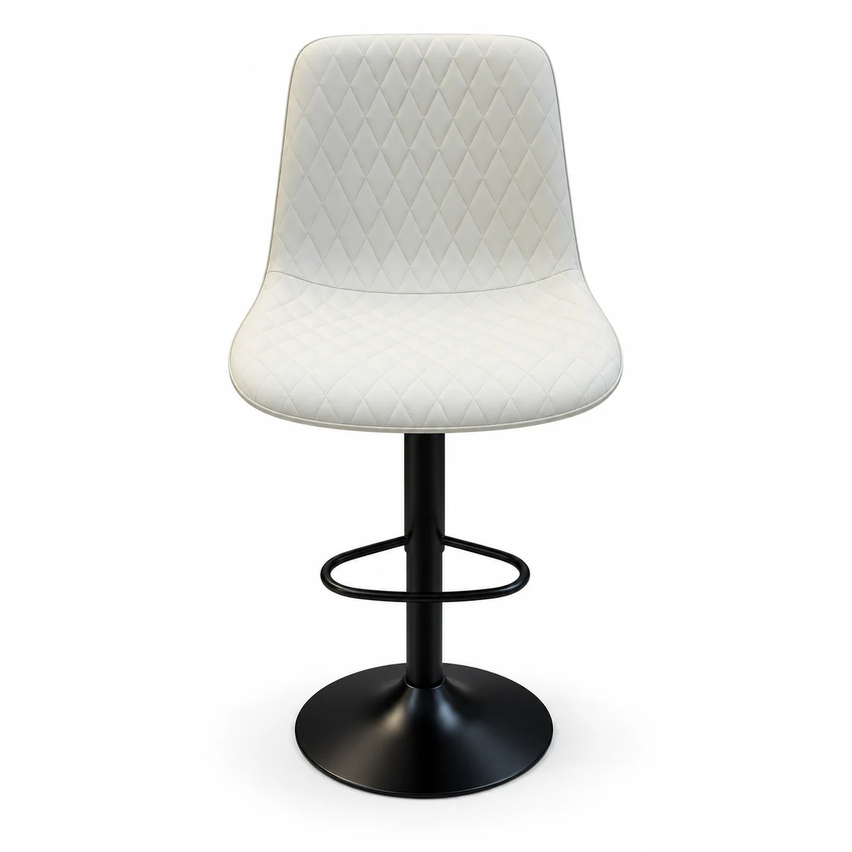 Diamond Stitched Bar Chair – Ivory / Black — front view