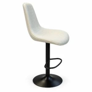 Diamond Stitched Bar Chair – Ivory / Black — side view