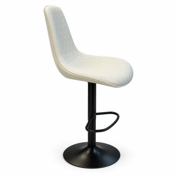 Diamond Stitched Bar Chair – Ivory / Black — side view