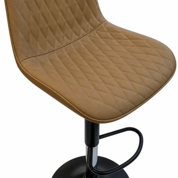 Diamond Stitched Bar Chair – Tan / Black — seat detail