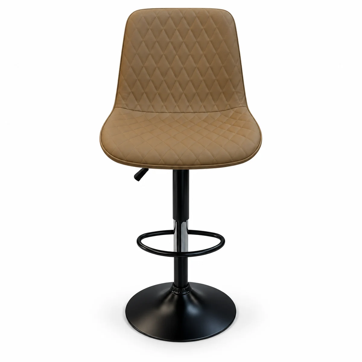 Diamond Stitched Bar Chair – Tan / Black — front view
