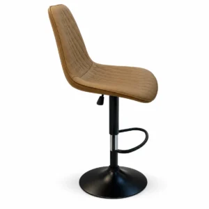 Diamond Stitched Bar Chair – Tan / Black — side view