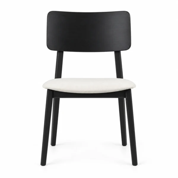Dining Chair with Curved Back and Padded Seat — Black — front