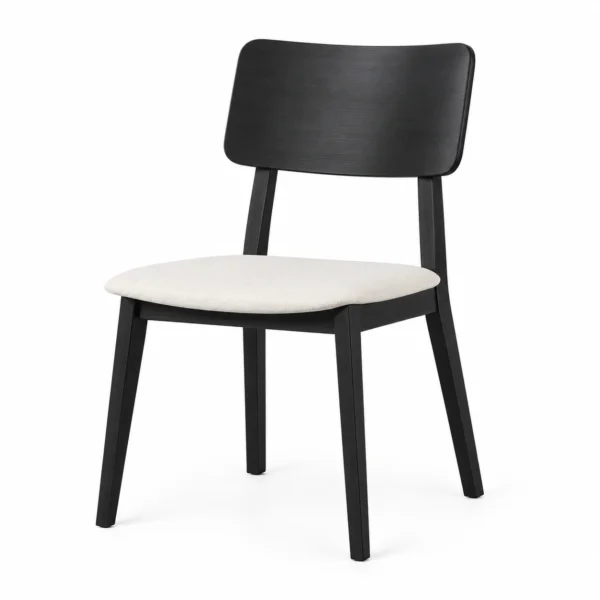 Dining Chair with Curved Back and Padded Seat — Black — opposite three quarter