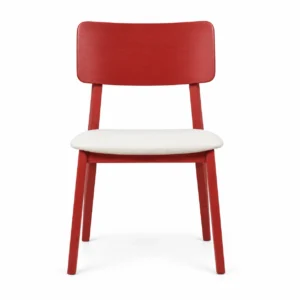 Dining Chair with Curved Back and Padded Seat — Red — front