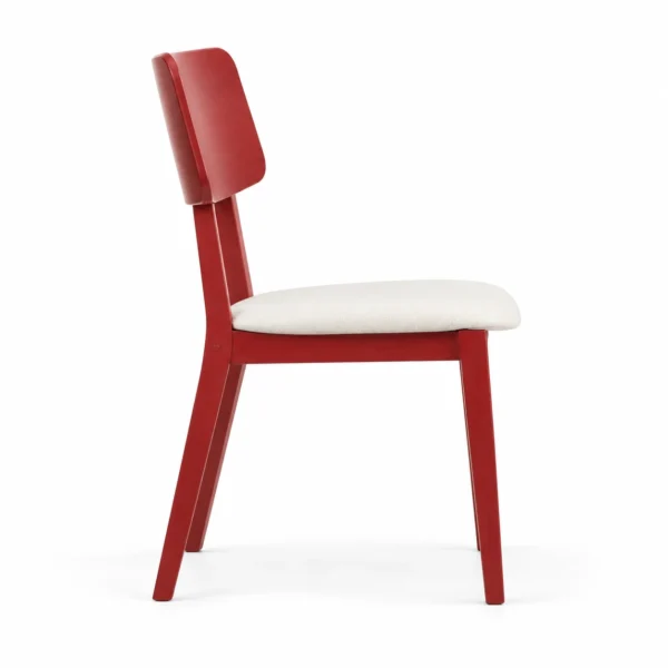 Dining Chair with Curved Back and Padded Seat — Red — side
