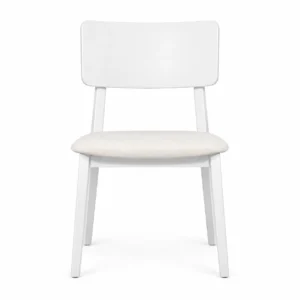 Dining Chair with Curved Back and Padded Seat — White — front