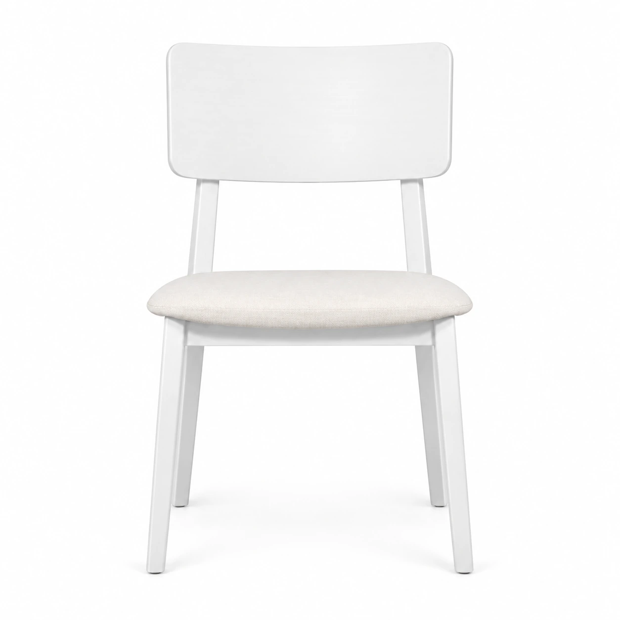 Dining Chair with Curved Back and Padded Seat — White — front