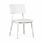 Dining Chair with Curved Back and Padded Seat — White — product view