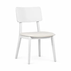 Dining Chair with Curved Back and Padded Seat — White