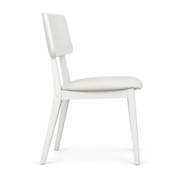 Dining Chair with Curved Back and Padded Seat — White — side