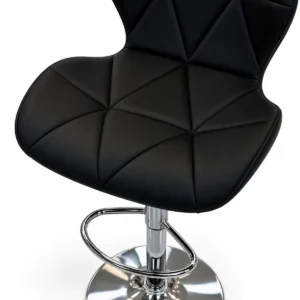 Geometric Quilted Bar Chair – Black / Chrome — seat detail