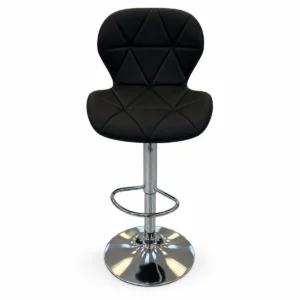 Geometric Quilted Bar Chair – Black / Chrome — front view