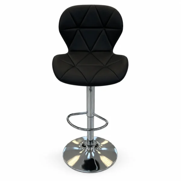 Geometric Quilted Bar Chair – Black / Chrome — front view