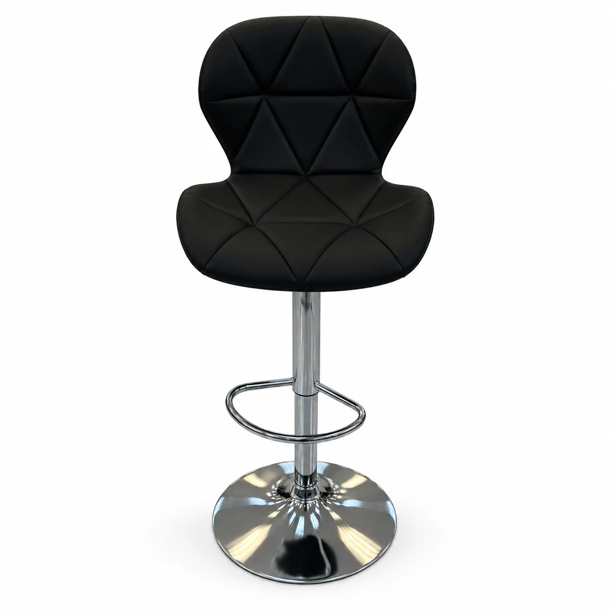 Geometric Quilted Bar Chair – Black / Chrome — front view