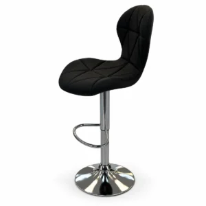 Geometric Quilted Bar Chair – Black / Chrome — side view