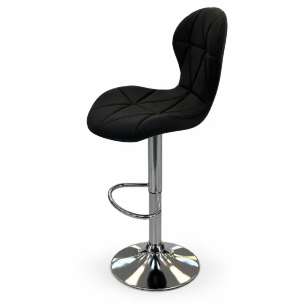Geometric Quilted Bar Chair – Black / Chrome — side view