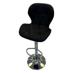 Geometric Quilted Bar Chair – Black / Chrome