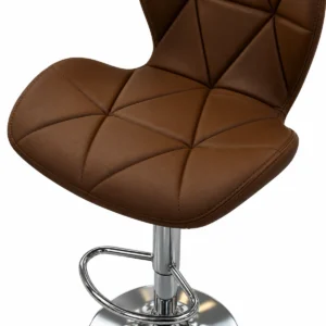 Geometric Quilted Bar Chair – Brown — seat detail