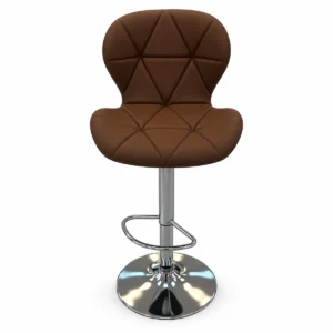 Geometric Quilted Bar Chair – Brown — front view
