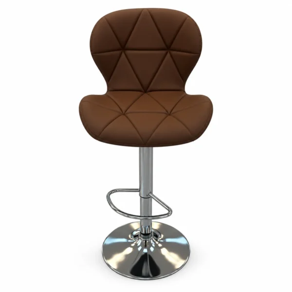 Geometric Quilted Bar Chair – Brown — front view