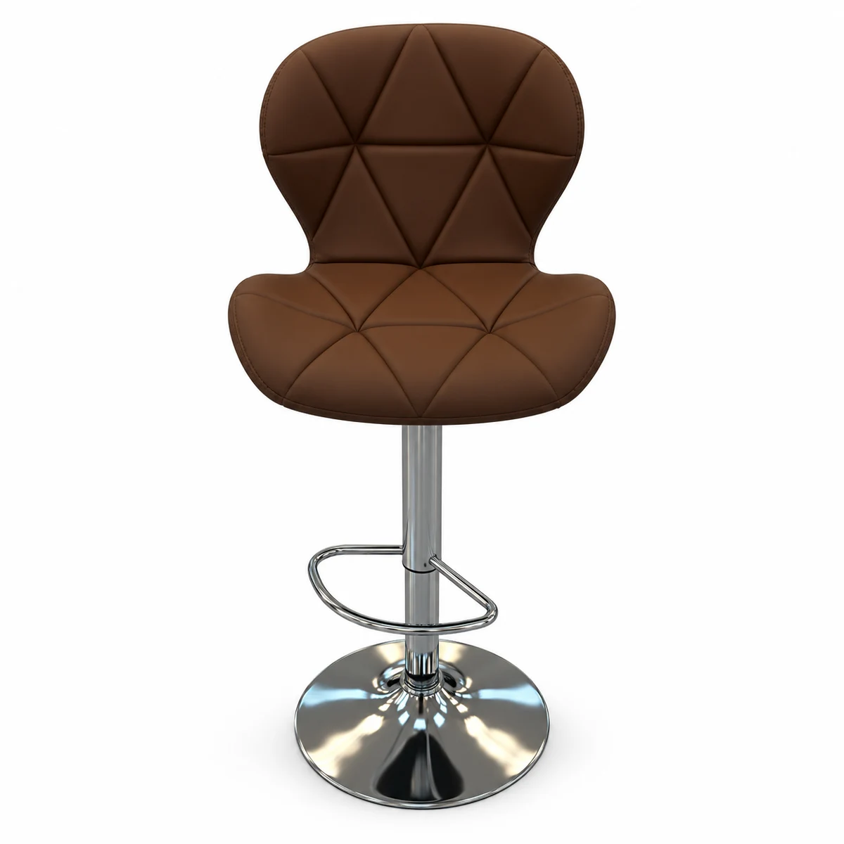 Geometric Quilted Bar Chair – Brown — front view