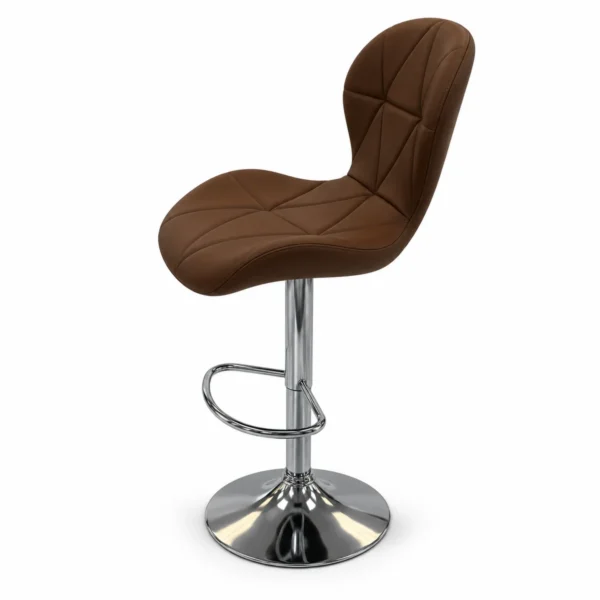 Geometric Quilted Bar Chair – Brown — side view